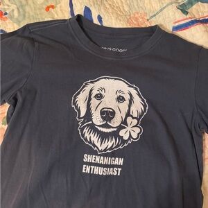 Life Is Good Blue Dog Graphic Tee